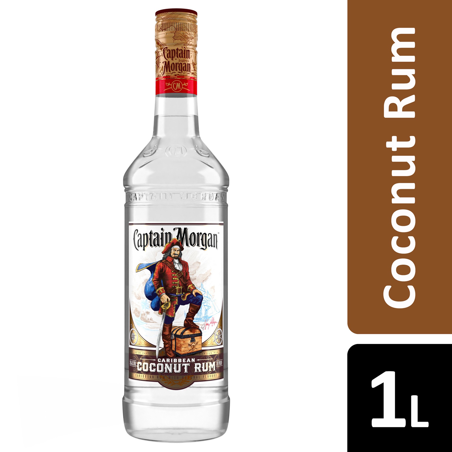 slide 2 of 4, Captain Morgan Coconut (Caribbean Rum with Natural Flavors), 1 L, 1 liter