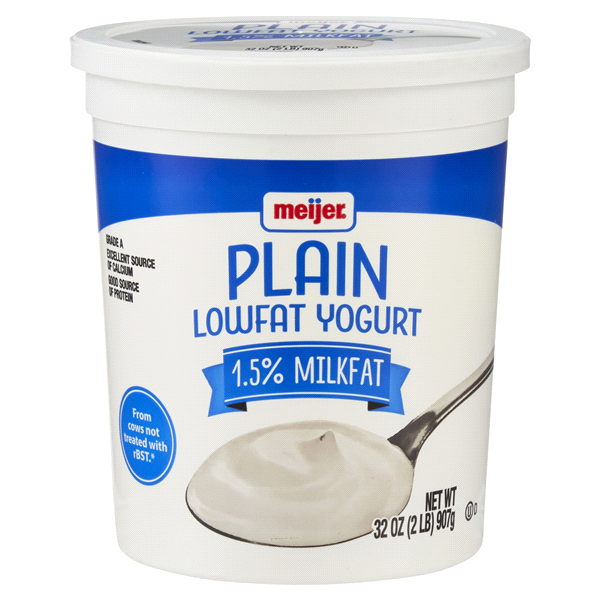 slide 1 of 1, Meijer Yogurt All Natural Low Fat Plain, 32 oz