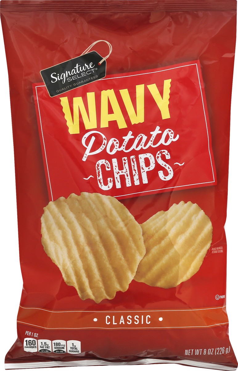 slide 1 of 9, Signature Select Wavy Classic Potato Chips 8 oz, 8 oz