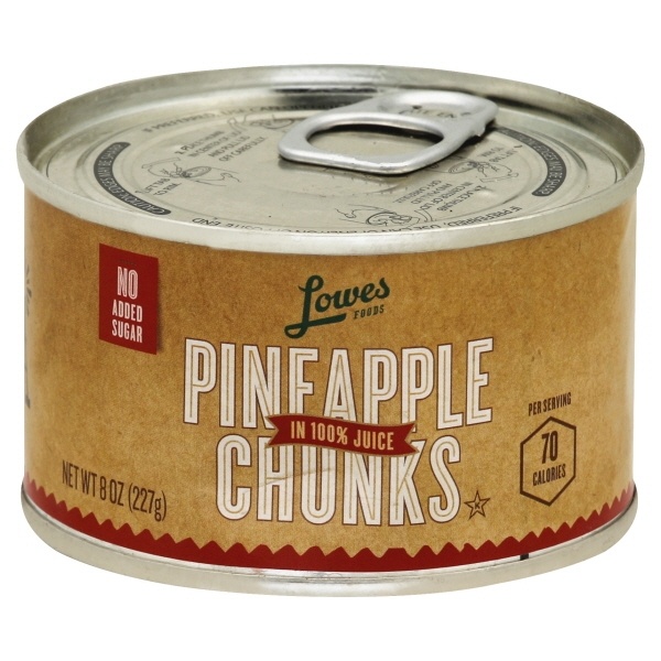 slide 1 of 1, Lowes Foods Pineapple Chunk In Juice, 8 oz