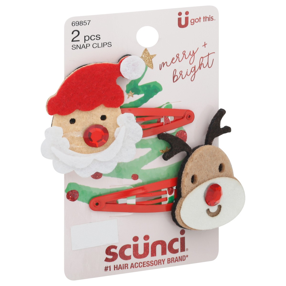 slide 2 of 9, scünci Scunci Reindeer And Santa Snap Clips, 2 ct