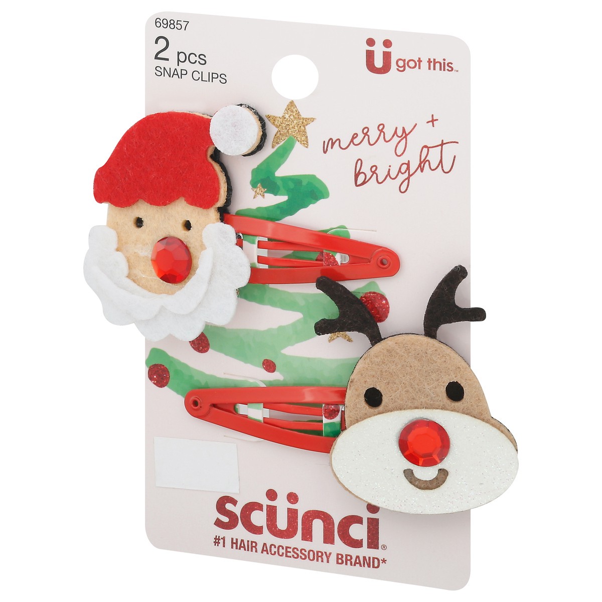 slide 3 of 9, scünci Scunci Reindeer And Santa Snap Clips, 2 ct