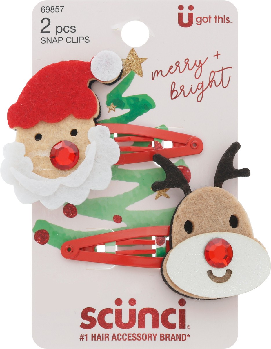 slide 6 of 9, scünci Scunci Reindeer And Santa Snap Clips, 2 ct