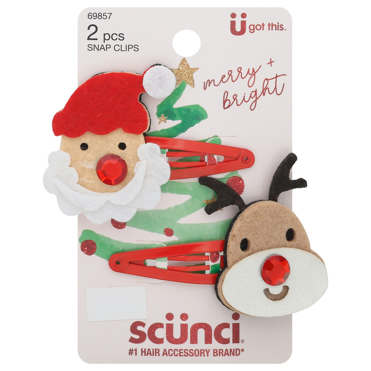 slide 1 of 9, scünci Scunci Reindeer And Santa Snap Clips, 2 ct