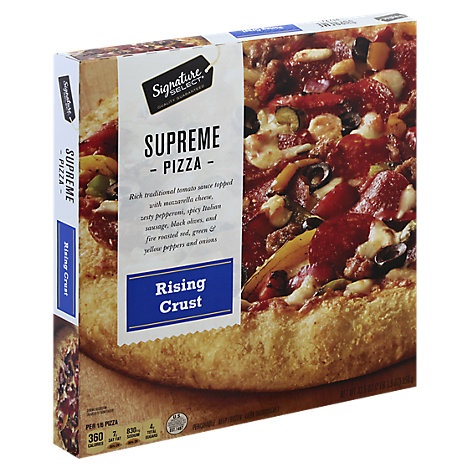 slide 1 of 1, Signature Select Pizza Rising Crust Supreme Frozen, 33.5 oz