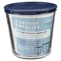 slide 29 of 29, Anchor Hocking Tall Round Glass Food Storage Containers - Clear/Navy, 2 ct