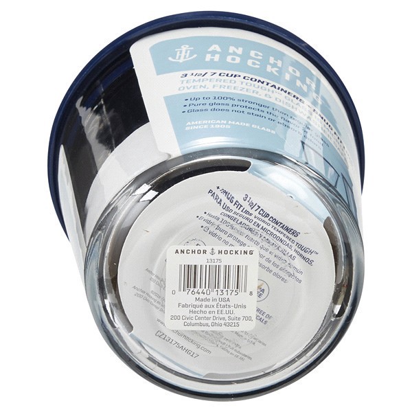 slide 10 of 29, Anchor Hocking Tall Round Glass Food Storage Containers - Clear/Navy, 2 ct