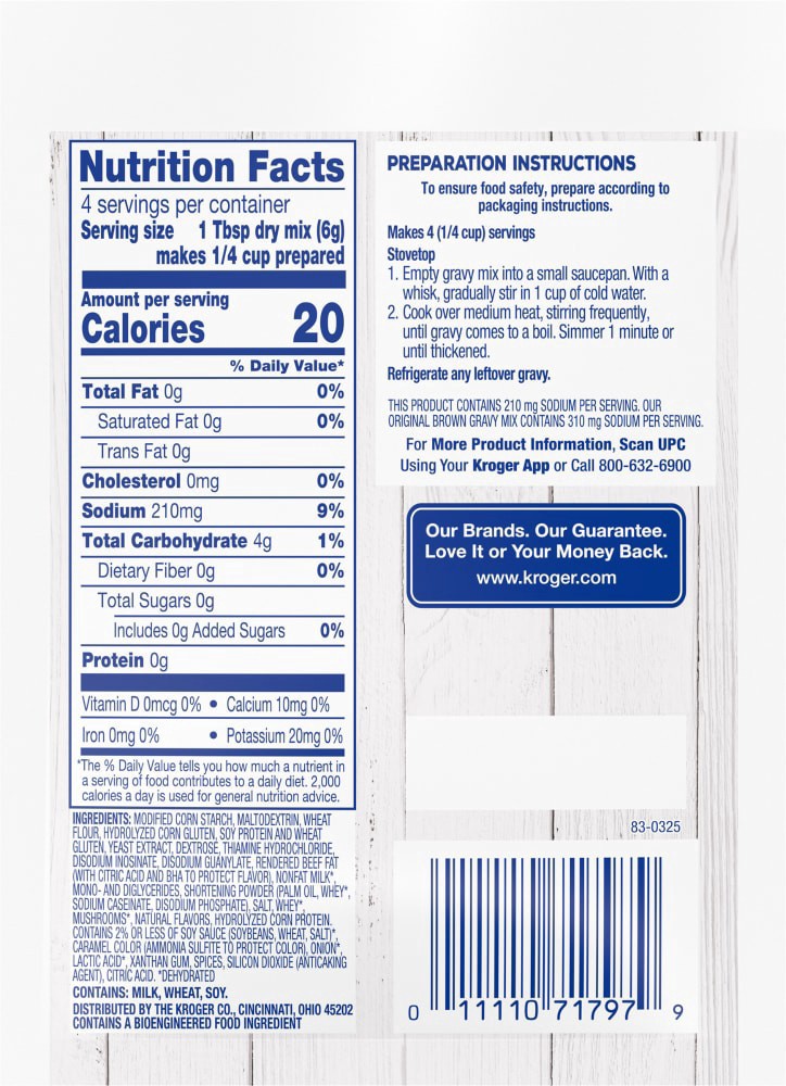 slide 2 of 2, Kroger Reduced Sodium Brown Gravy Mix, 0.87 oz