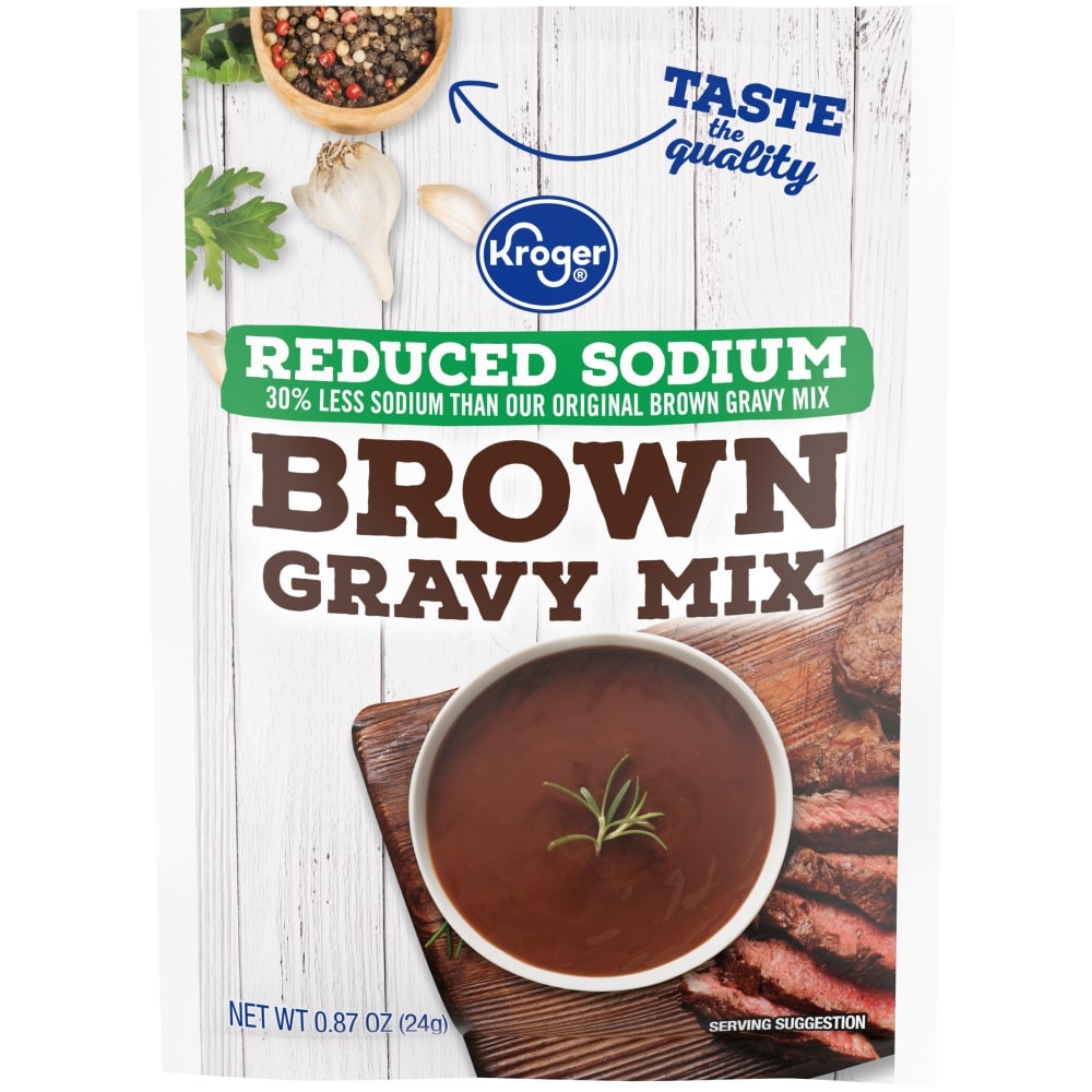 slide 1 of 1, Kroger Reduced Sodium Brown Gravy Mix, 0.87 oz