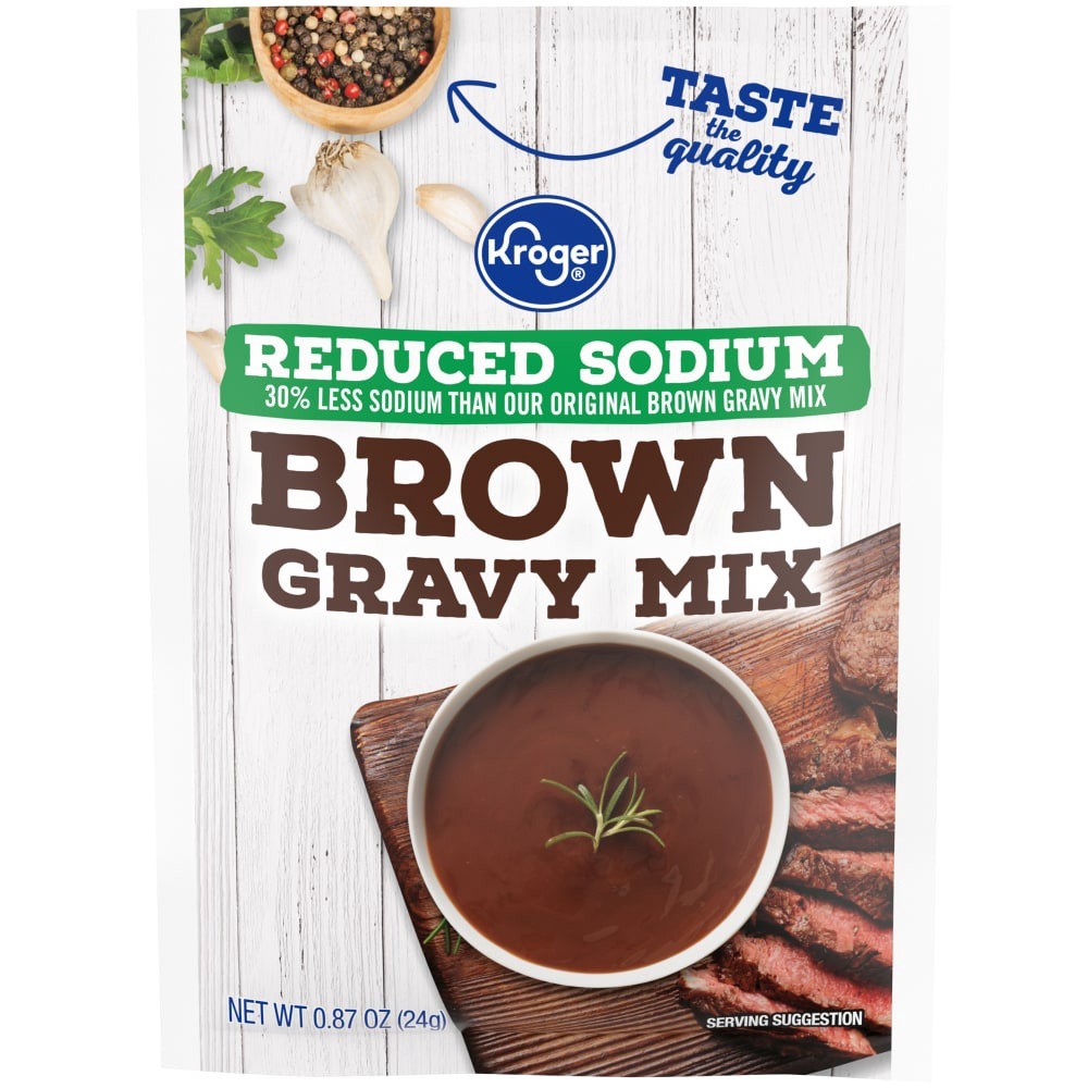 slide 1 of 2, Kroger Reduced Sodium Brown Gravy Mix, 0.87 oz