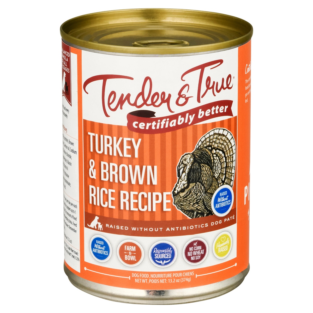 slide 1 of 1, Tender & True Wet Dog Food, Turkey And Brown Rice, 13.2 oz