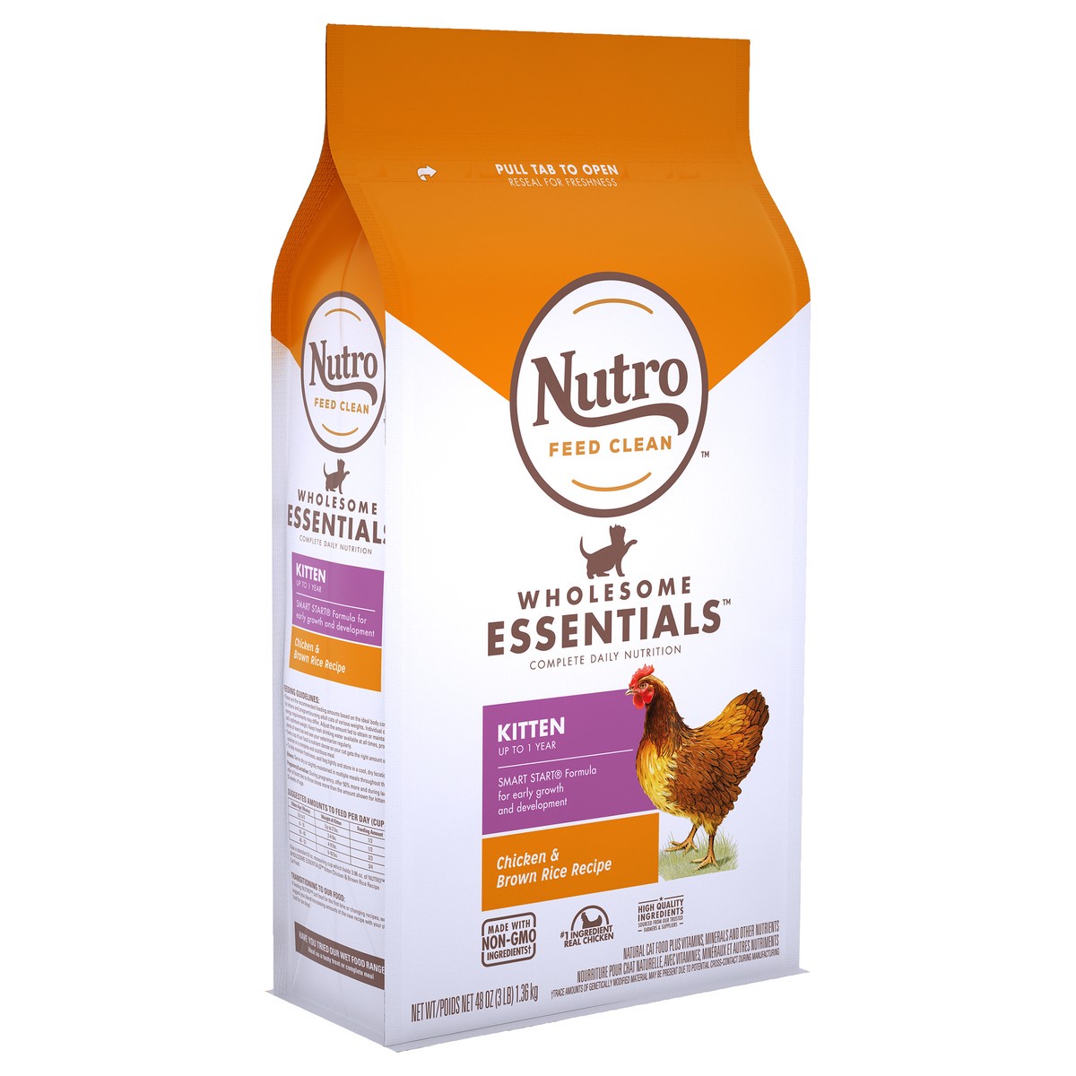 slide 3 of 5, Nutro Wholesome Essentials Natural Dry Cat Food, Kitten Chicken and Brown Rice Recipe, 48 oz