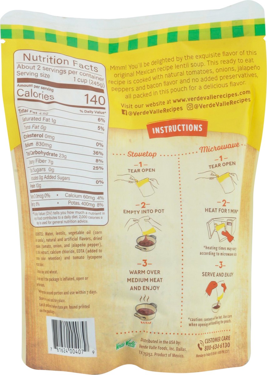 slide 7 of 9, Verde Valle Original Mexican Recipe Lentil Soup 15.2 oz, 15.2 oz