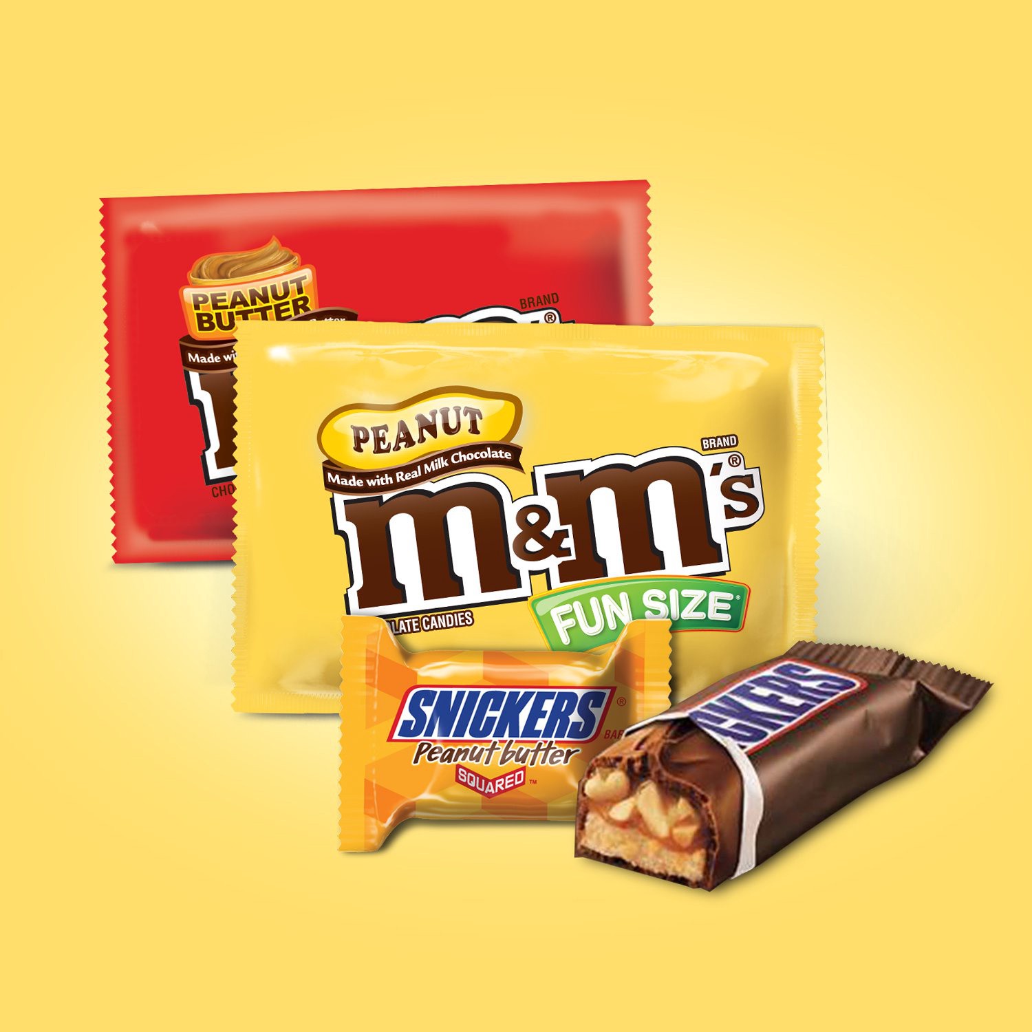 slide 3 of 8, Mixed SNICKERS Peanut Butter & Original, M&M'S Peanut Butter & Milk Chocolate Candy, 32.2oz (55ct), 32.2 oz