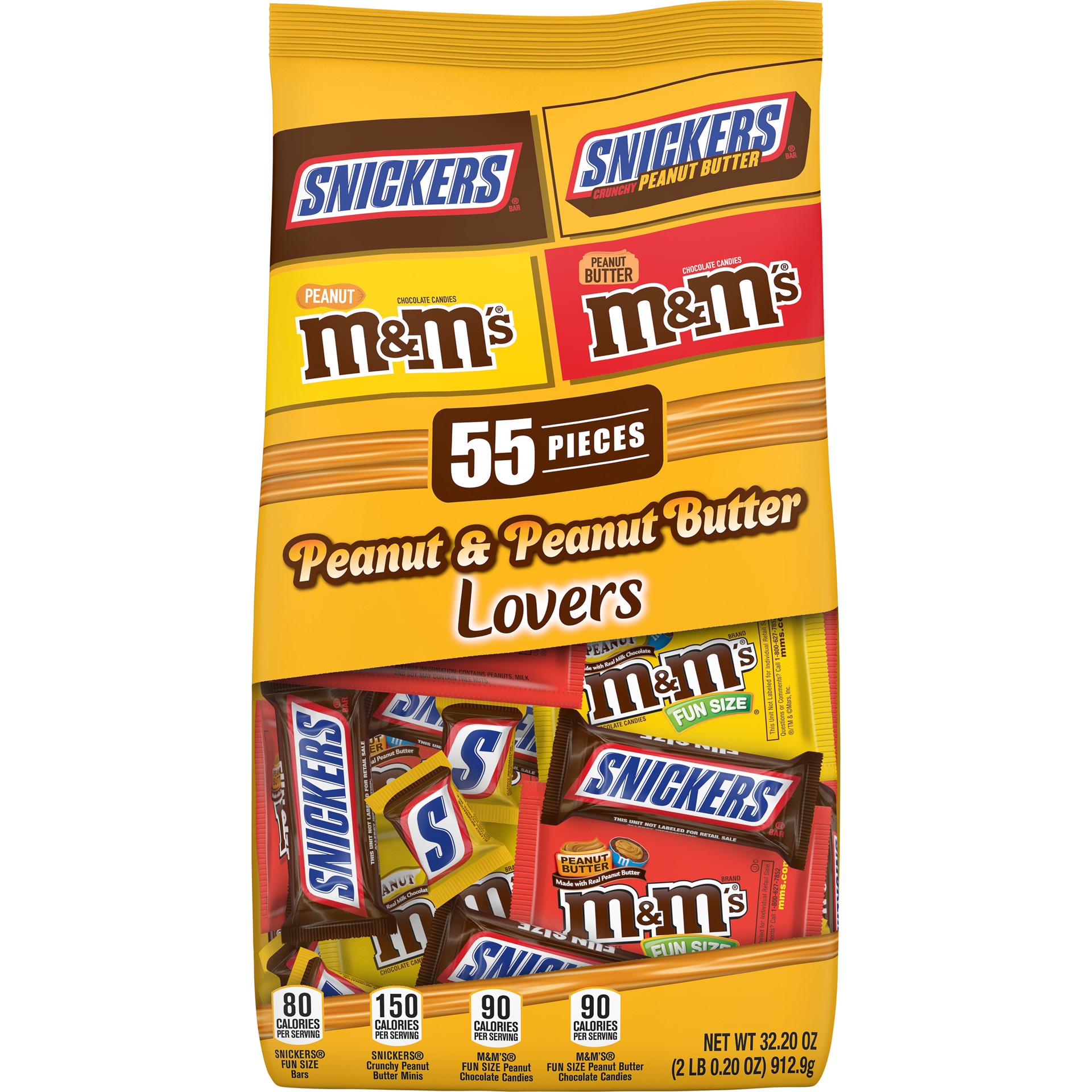 slide 1 of 5, Mars SNICKERS Peanut Butter & Original, M&M'S Peanut Butter & Milk Chocolate Candy, 32.2oz (55ct), 55 ct