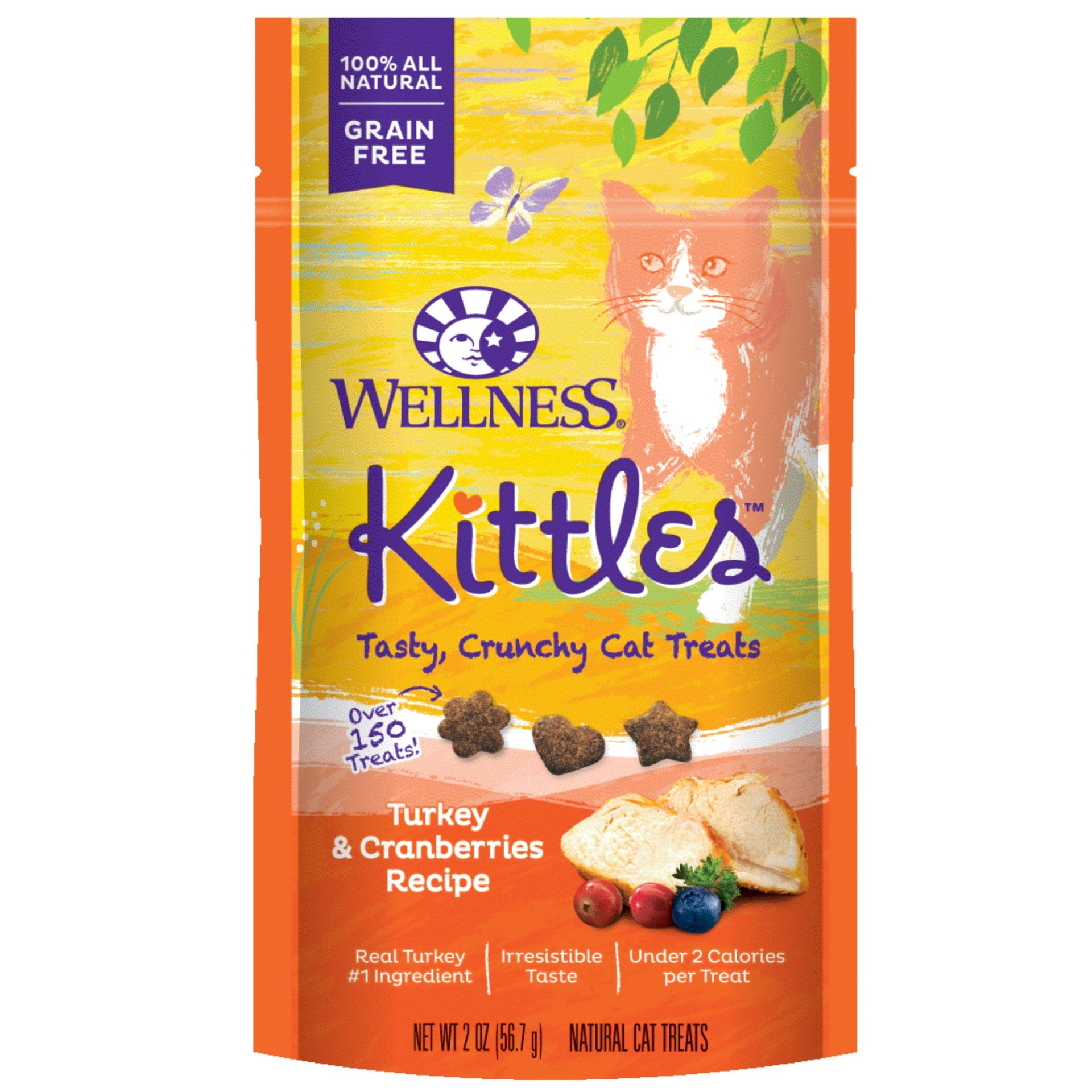 slide 1 of 1, Wellness Kittles Grain Free Natural Cat Treats, Turkey and Cranberries, 2 oz