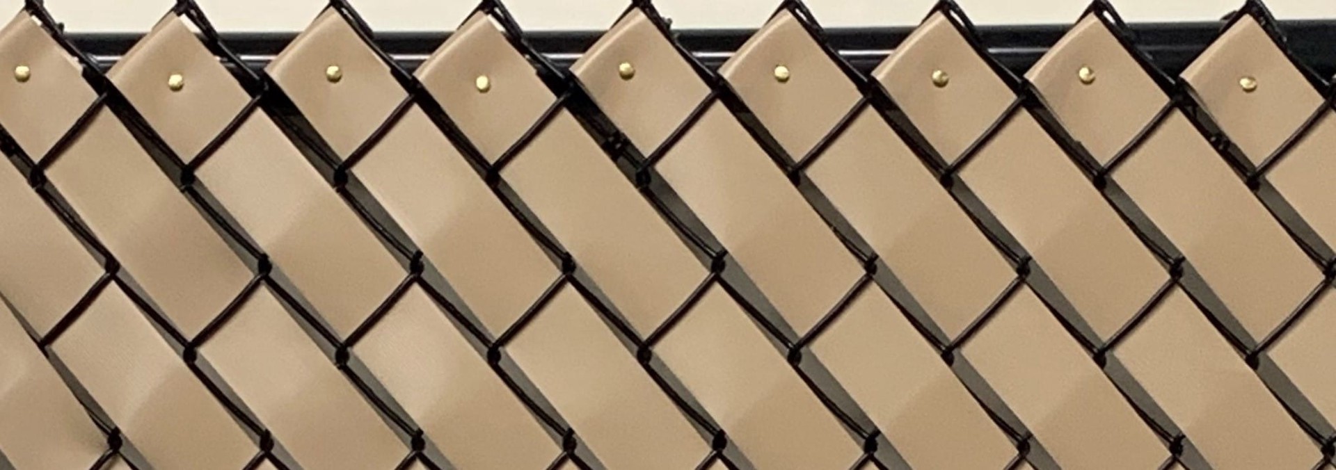 slide 4 of 6, Pexco 1-3/8-in W 9 -Gauge Beige LDPE Blank Weave Walk-thru Chain Link Fence Slat 2-in -Mesh Size 250-ft Roll Length, 1 ct