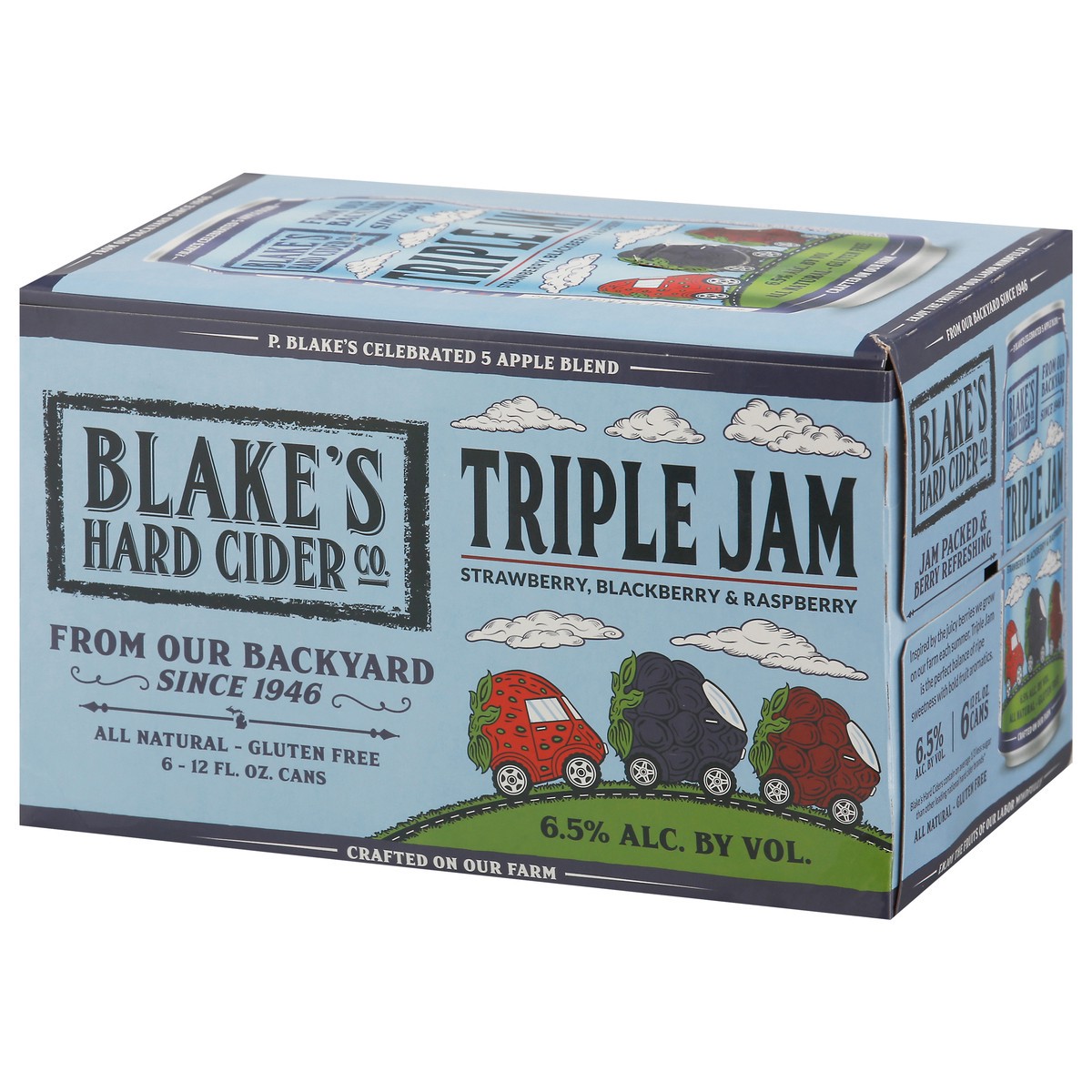 slide 3 of 9, Blake's Hard Cider Co. Triple Jam Hard Cider 6 - 12 fl oz Cans, 6 ct; 12 oz