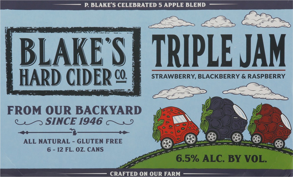 slide 6 of 9, Blake's Hard Cider Co. Triple Jam Hard Cider 6 - 12 fl oz Cans, 6 ct; 12 oz