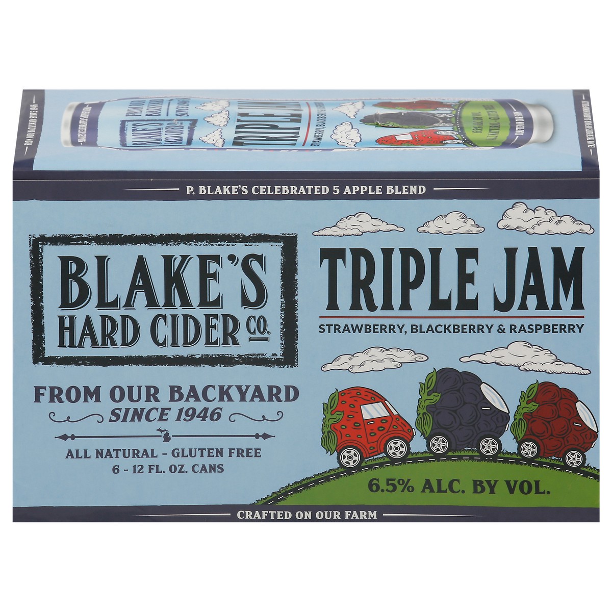 slide 1 of 9, Blake's Hard Cider Co. Triple Jam Hard Cider 6 - 12 fl oz Cans, 6 ct; 12 oz