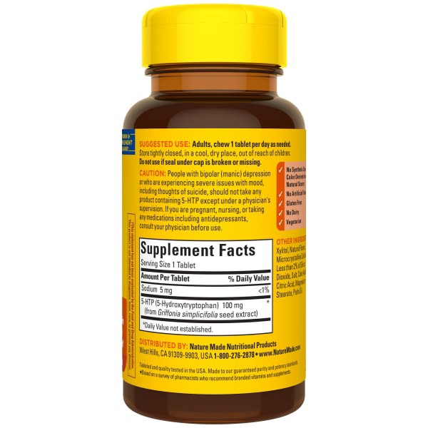 slide 12 of 29, Nature Made 5HTP Chewable Tablets, Mood Support Supplement, 1 ct