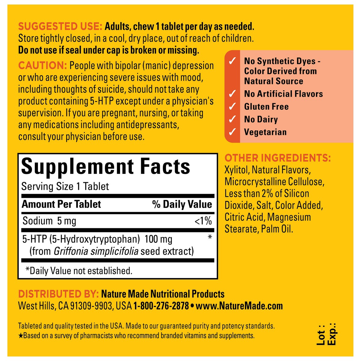 slide 21 of 29, Nature Made 5HTP Chewable Tablets, Mood Support Supplement, 1 ct