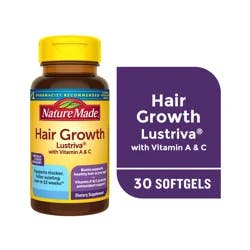 Nature Made Hair Growth Softgels, Lustriva, Biotin, Vitamin C & A, 30 Count