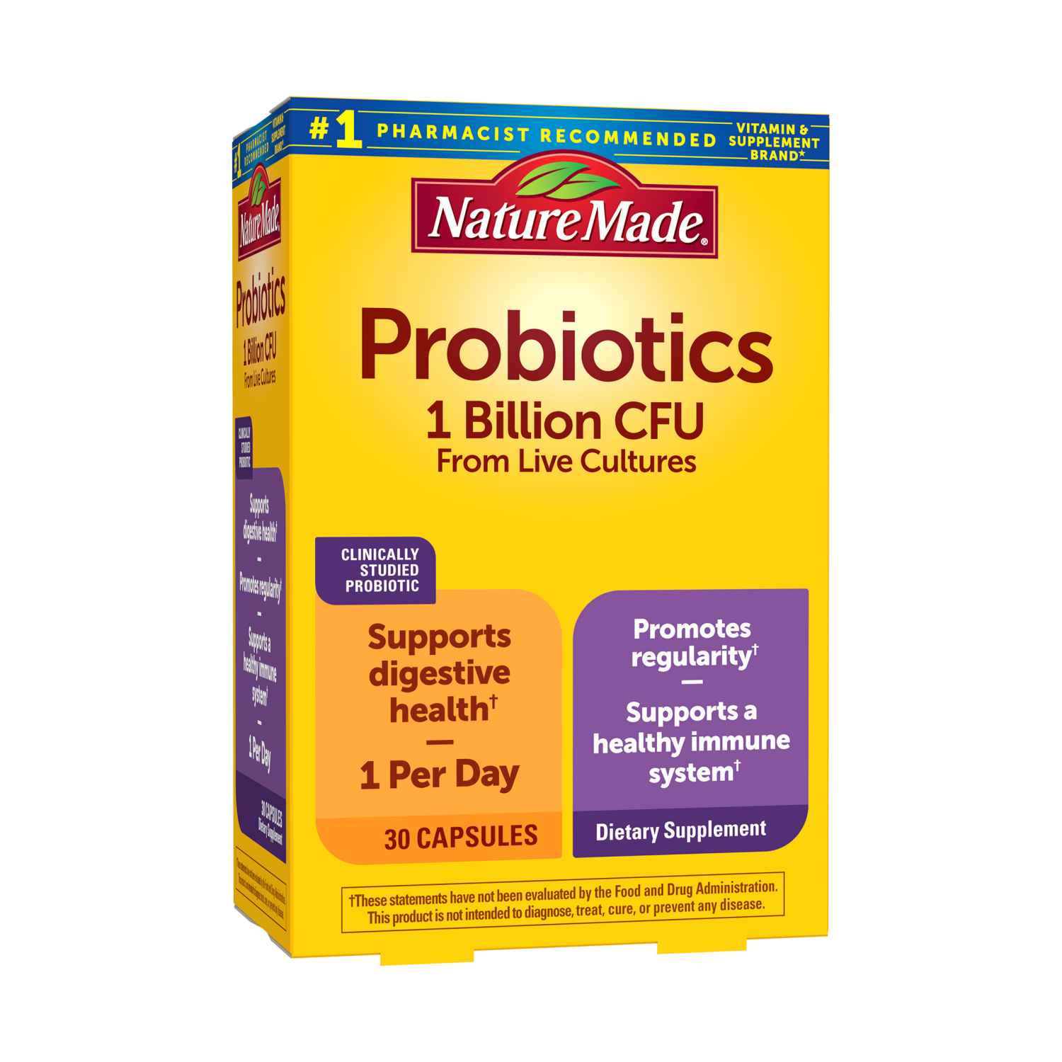 slide 4 of 5, Nature Made Probiotic Capsules 1 Billion CFU From Live Cultures, 30 Count, 30 ct