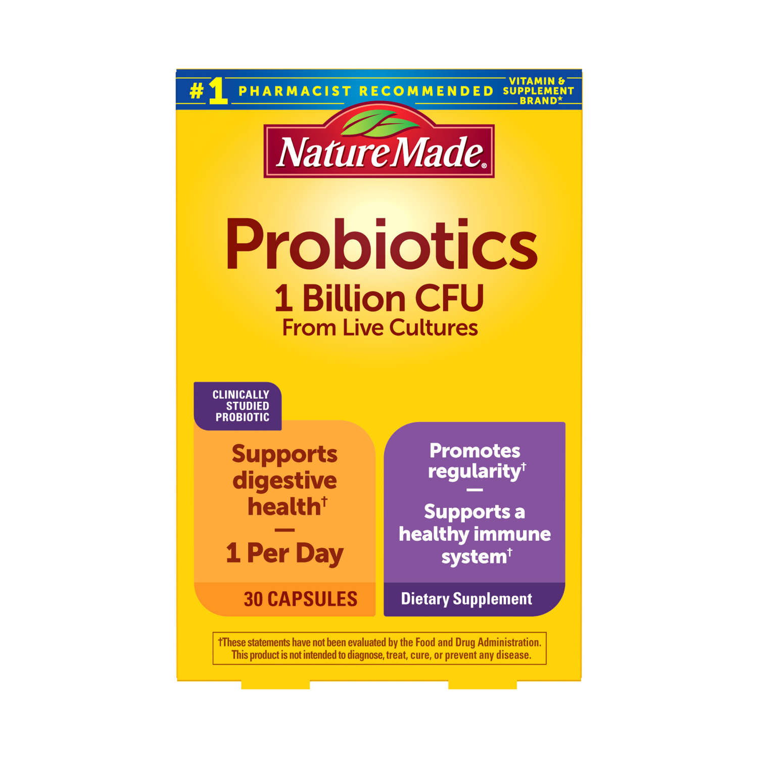 slide 5 of 5, Nature Made Probiotic Capsules 1 Billion CFU From Live Cultures, 30 Count, 30 ct