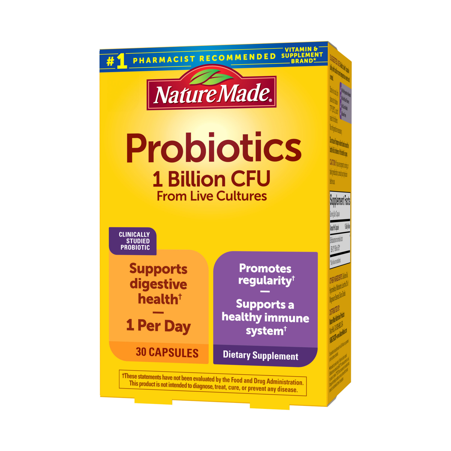 slide 7 of 8, Nature Made Probiotic Capsules 1 Billion CFU From Live Cultures, 30 Count, 30 ct