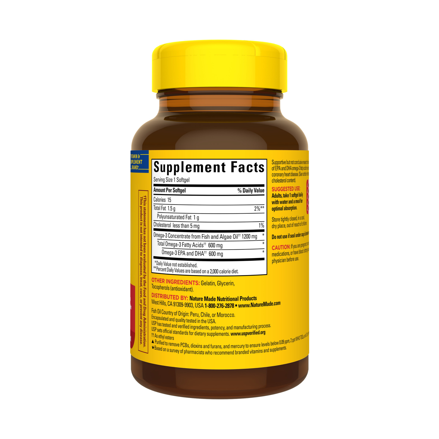 slide 2 of 5, Nature Made Omega-3 Fish Oil & Algae Oil 1200 mg Softgels, 60 Count, 60 ct