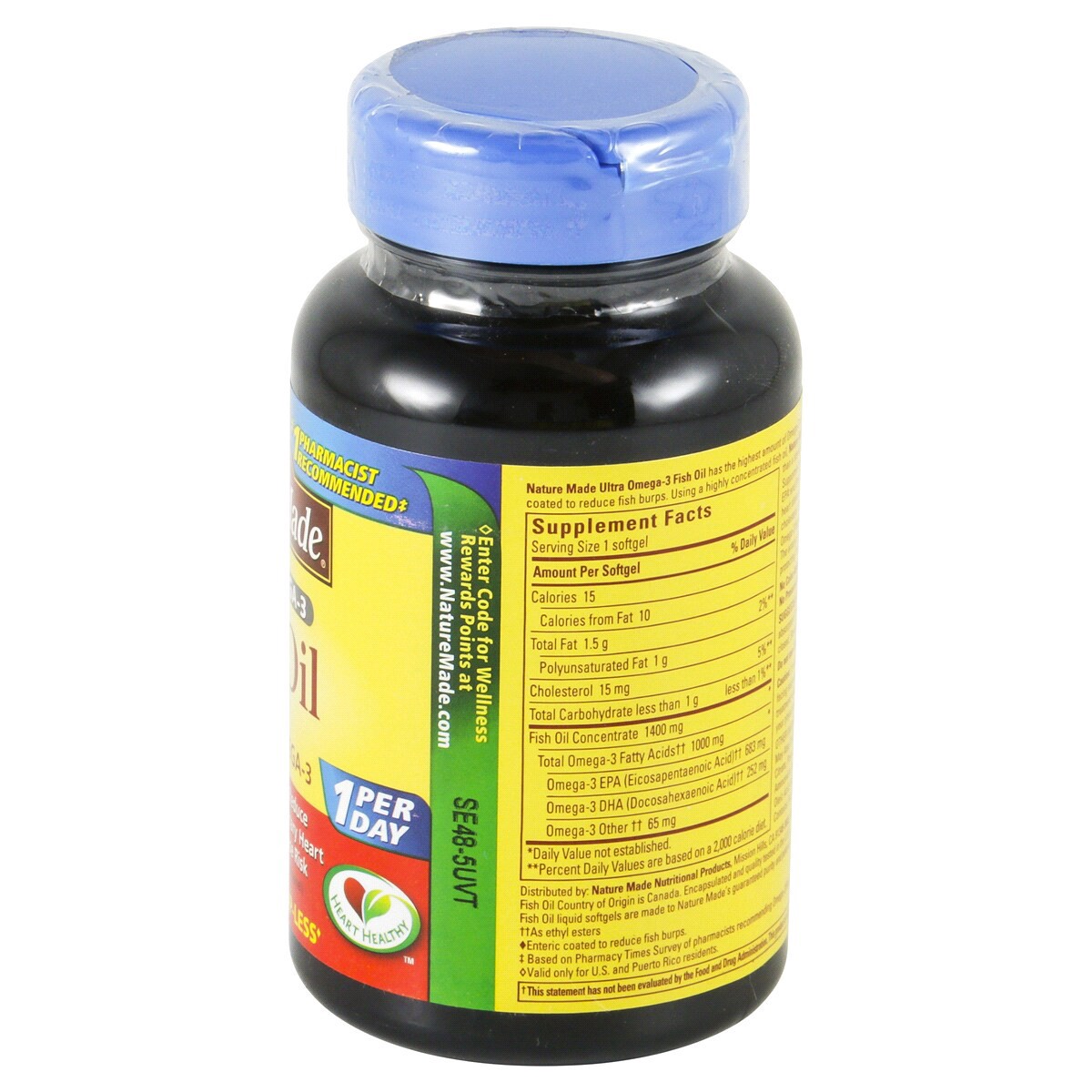 slide 2 of 4, Nature Made Burp Less Ultra Omega 3 Fish Oil 1400 mg Softgels, 45 Count, 45 ct