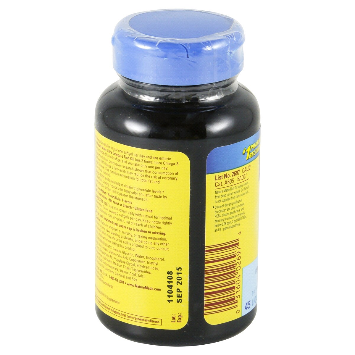 slide 4 of 4, Nature Made Burp Less Ultra Omega 3 Fish Oil 1400 mg Softgels, 45 Count, 45 ct