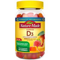 slide 28 of 29, Nature Made Extra Strength Vitamin D3 5000 IU (125 mcg) per serving, Dietary Supplement for Bone, Teeth, Muscle and Immune Health Support, 150 Gummies, 75 Day Supply, 150 ct