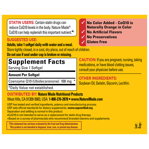 slide 19 of 29, Nature Made CoQ, Dietary Supplements for Heart Health and Cellular Energy Production, 120 Day Supply, 120 ct