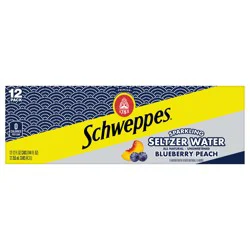 Schweppes Blueberry Peach Sparkling Seltzer Water, 12 fl oz Cans, 12 Pack