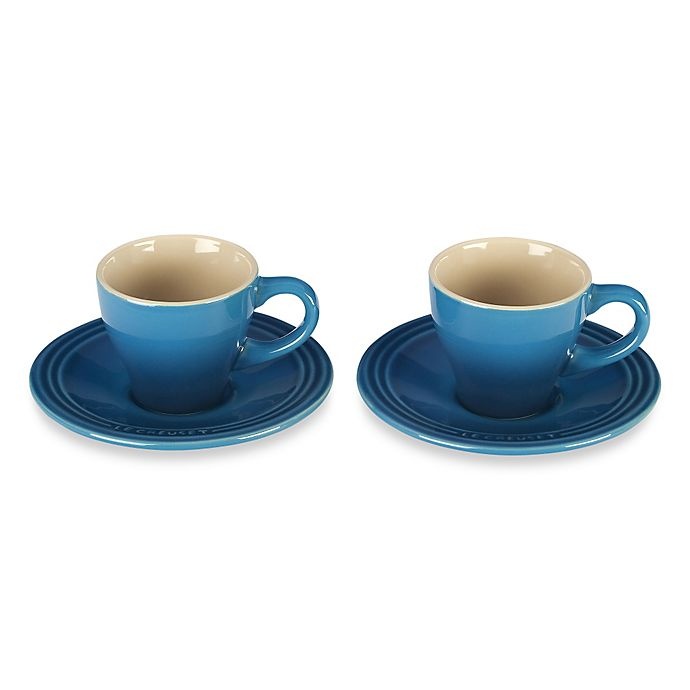 slide 1 of 1, Le Creuset Espresso Cups and Saucers - Marseille, 2 ct