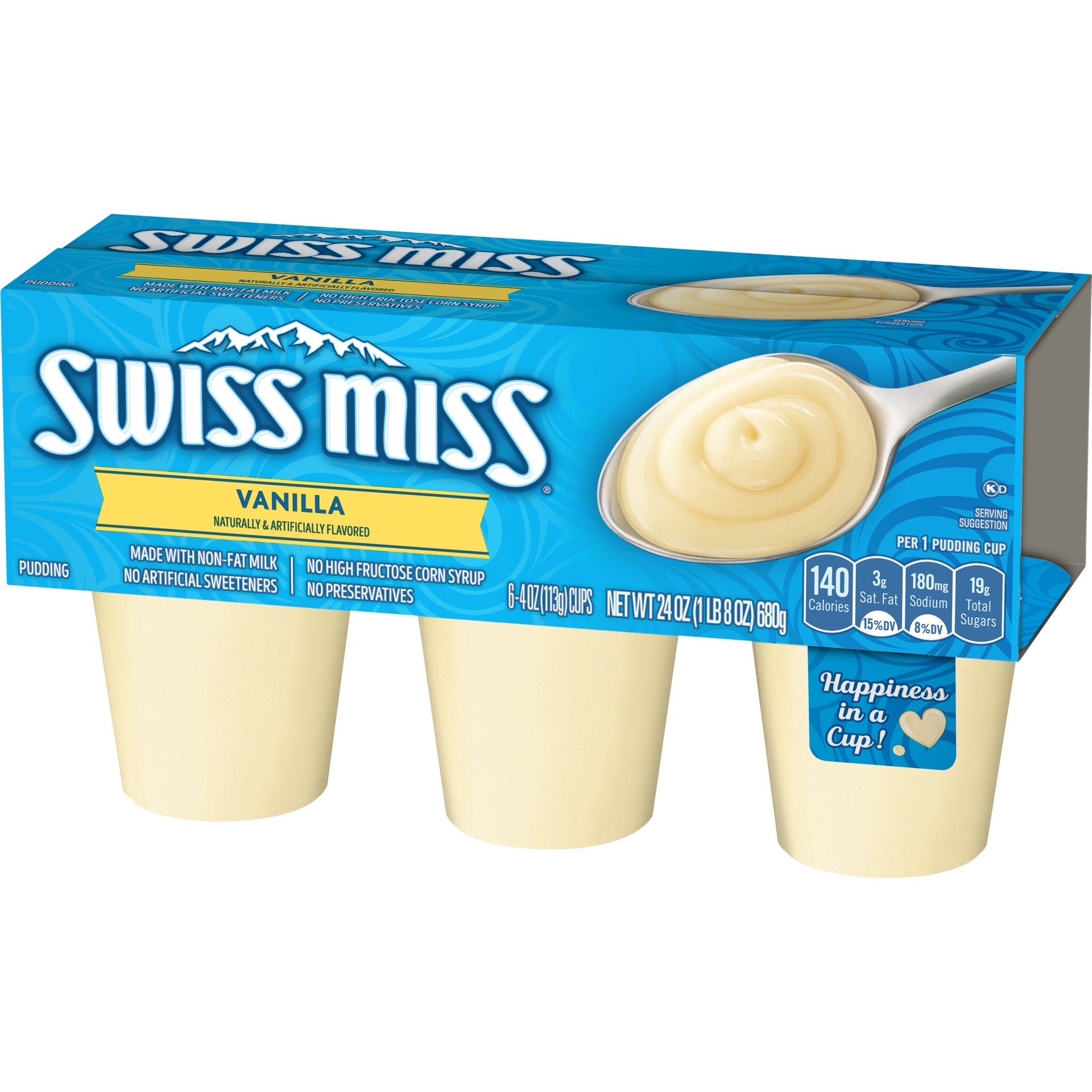 slide 5 of 5, Swiss Miss Vanilla Pudding 6 - 4 oz Cups, 6 ct