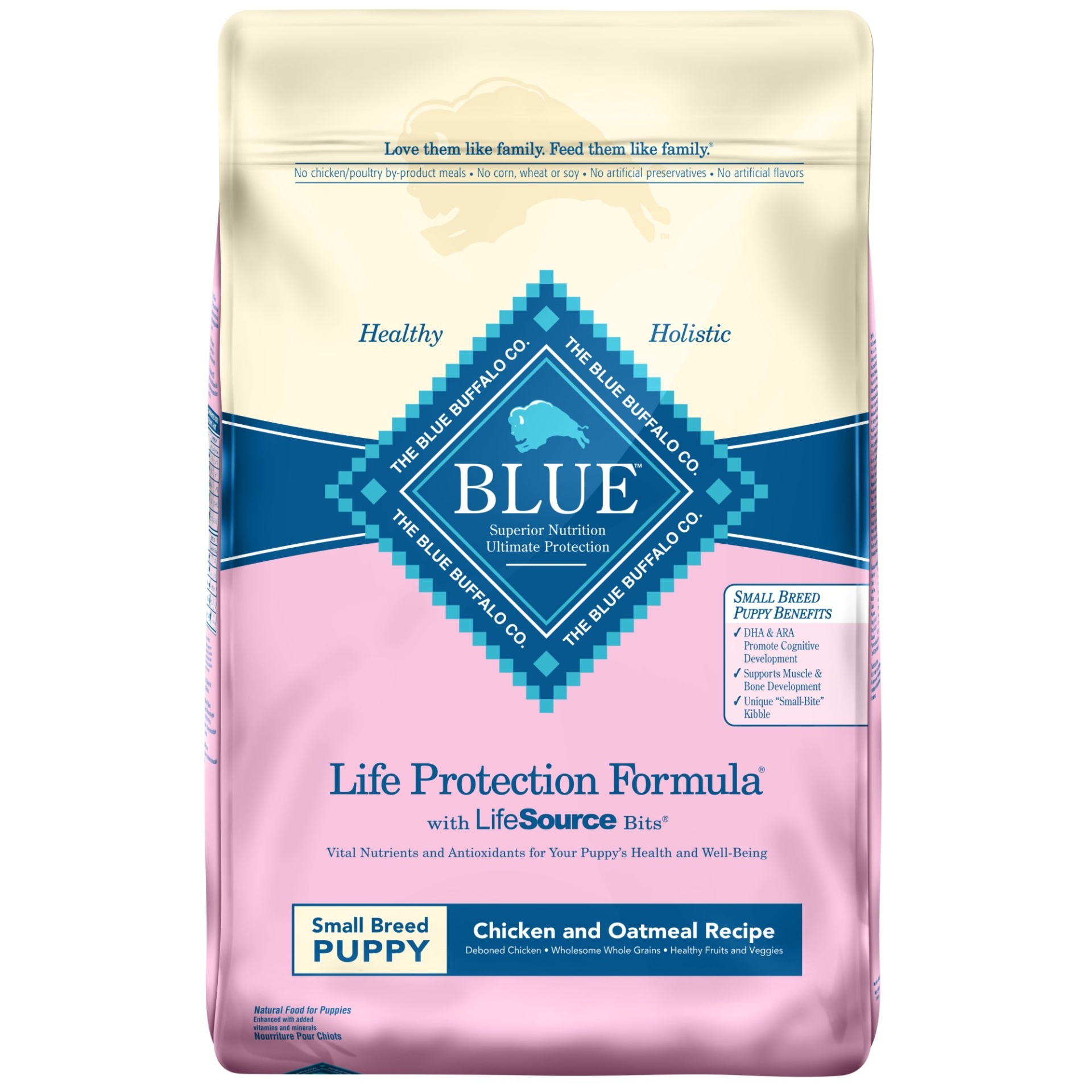 slide 1 of 1, Blue Buffalo Blue Life Protection Formula Small Breed Puppy Chicken & Oatmeal Recipe Dry Dog Food, 15 lb