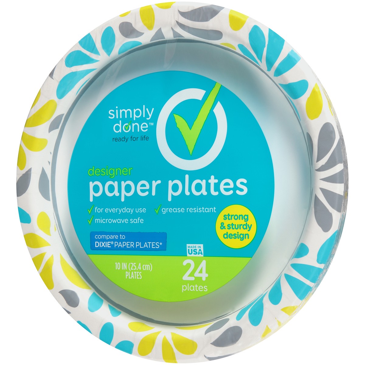 slide 8 of 8, Simply Done Paper Plates, Designer, 10-1/16 Inch, 24 ct