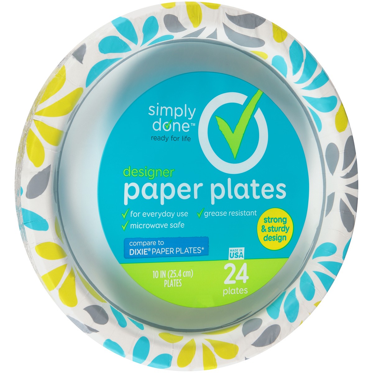 slide 5 of 8, Simply Done Paper Plates, Designer, 10-1/16 Inch, 24 ct