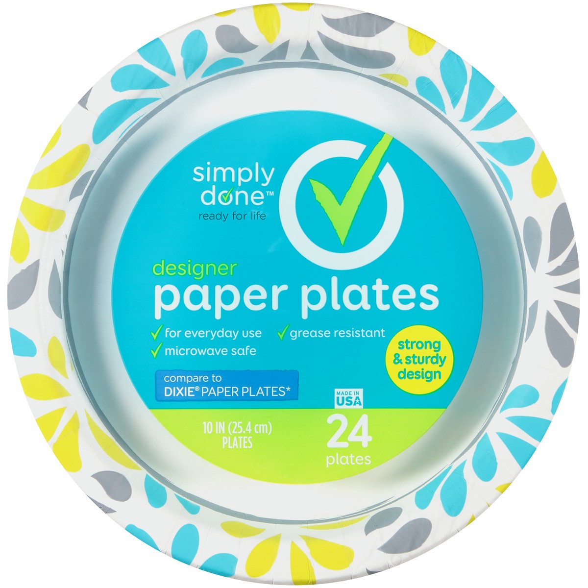 slide 6 of 8, Simply Done Paper Plates, Designer, 10-1/16 Inch, 24 ct