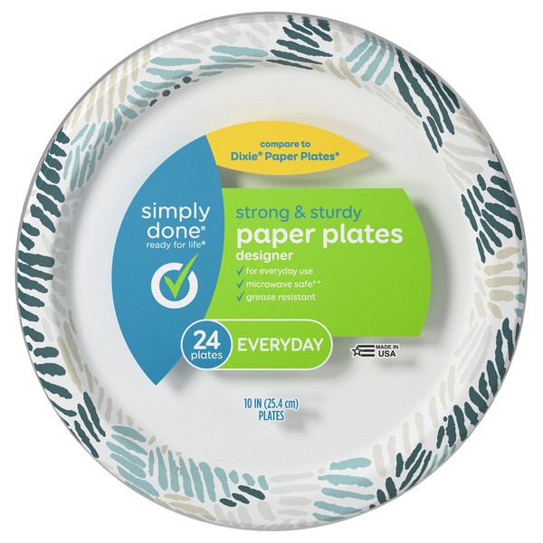 slide 1 of 8, Simply Done Paper Plates, Designer, 10-1/16 Inch, 24 ct