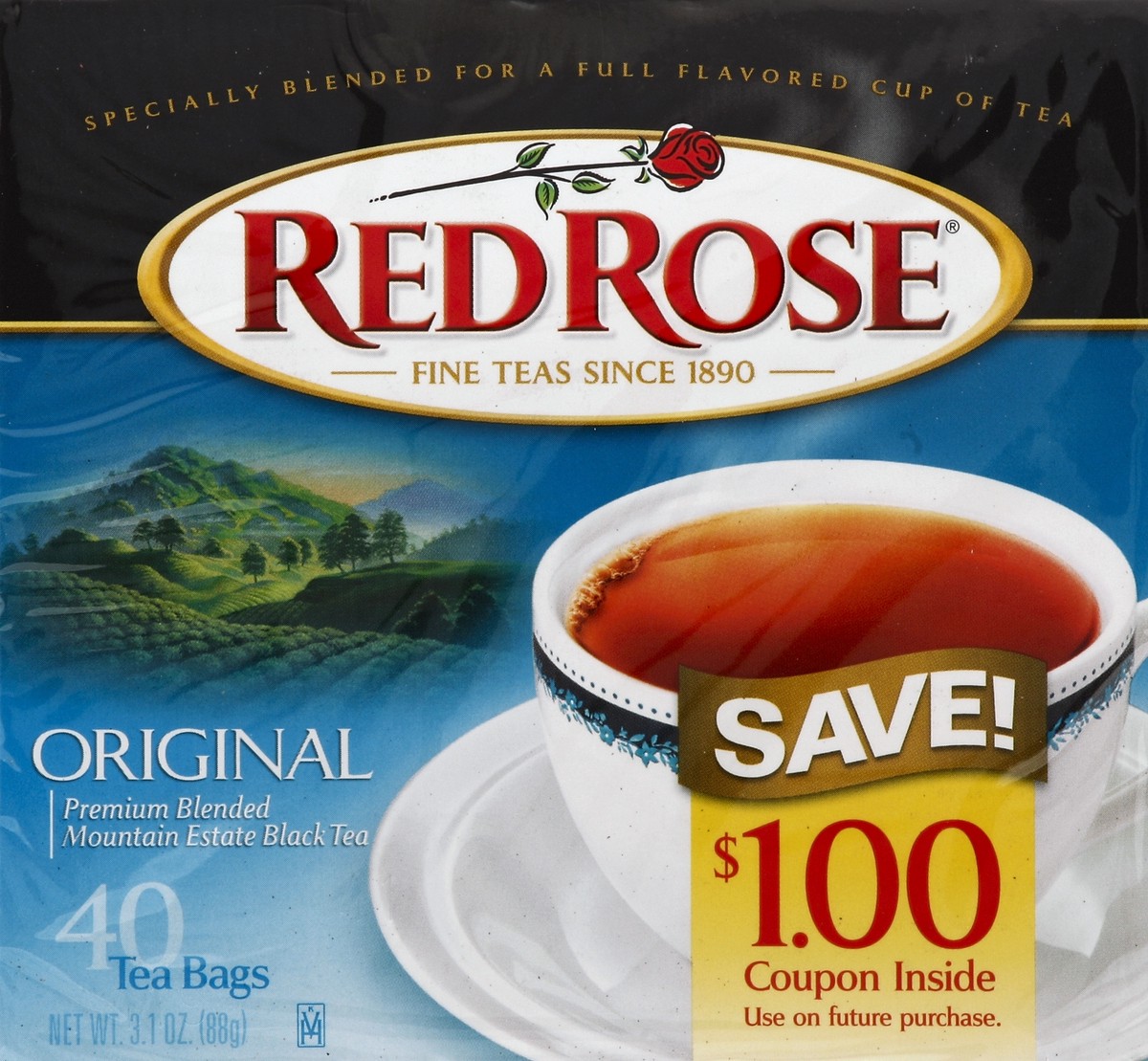 slide 4 of 5, Red Rose Tea Tea Orange Pekoe - 40 ct, 40 ct