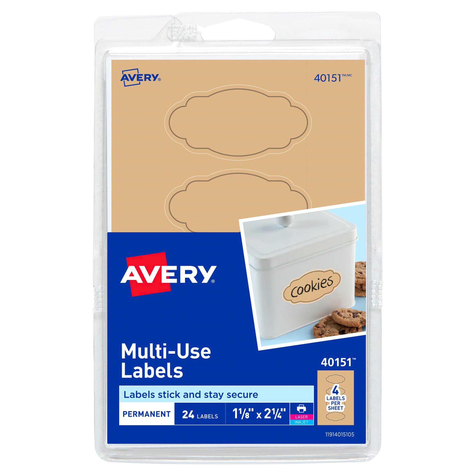 slide 1 of 1, Avery Multi-Use Oval Label - Brown, 24 ct