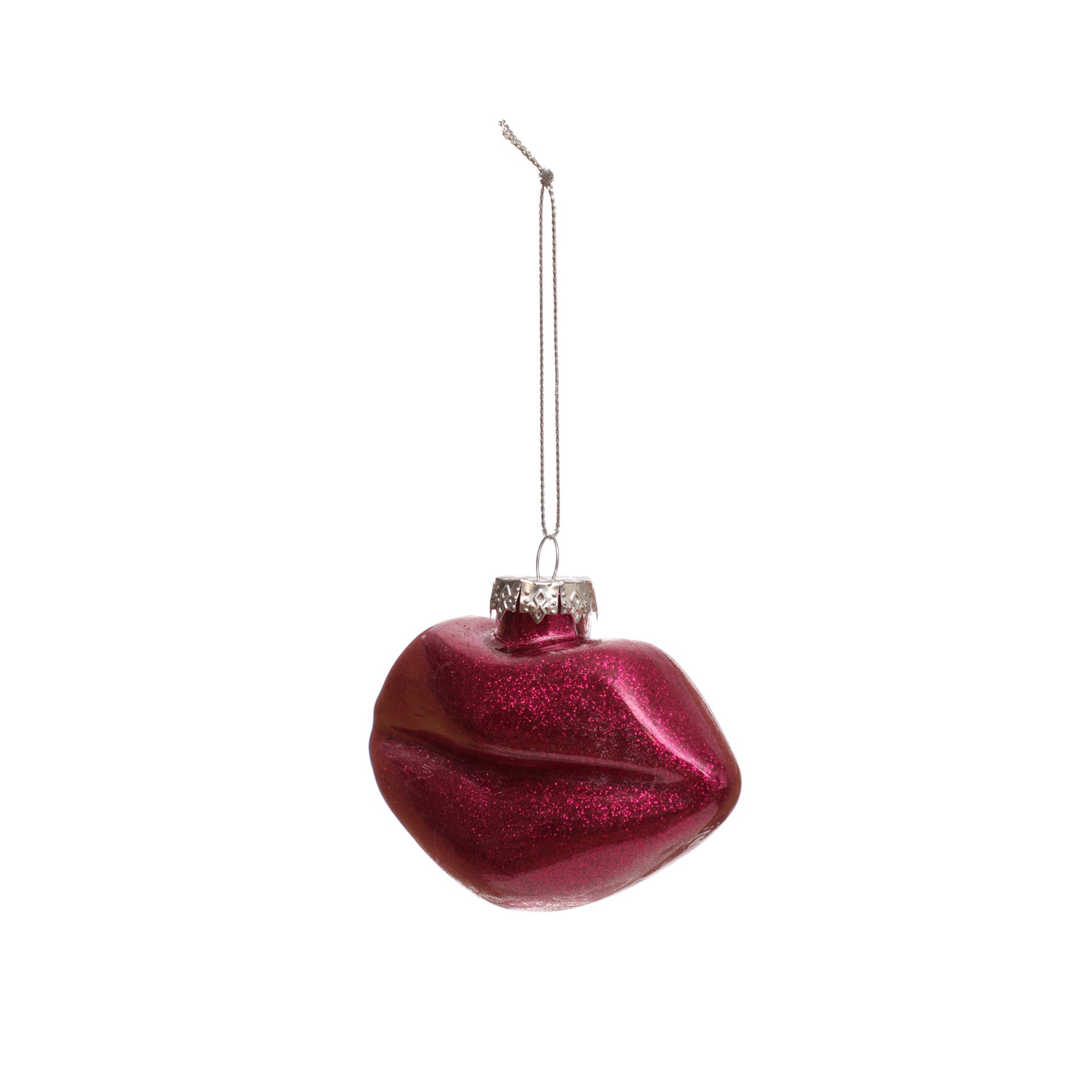 slide 3 of 3, 3.5" Pink Glitter Lips Glass Ornament By Ashland, 2.5 in x 3.5 in x 1.625 in