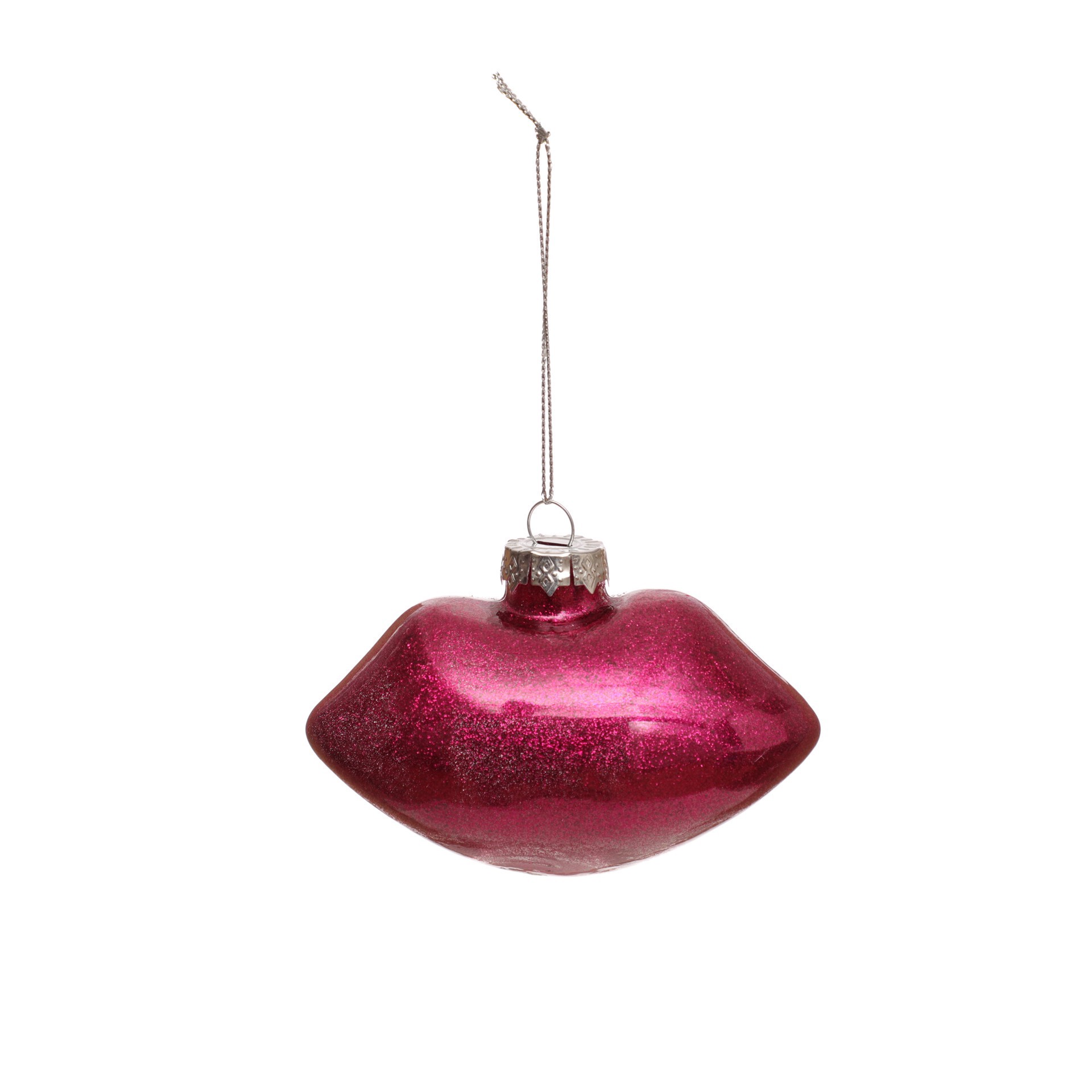 slide 2 of 3, 3.5" Pink Glitter Lips Glass Ornament By Ashland, 2.5 in x 3.5 in x 1.625 in