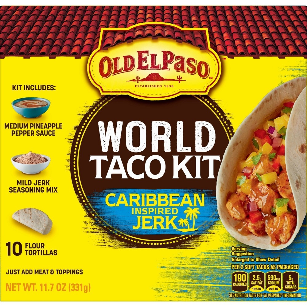 slide 2 of 3, Old El Paso Caribbean Inspired Jerk World Taco Dinner Kit, 11. 07 oz