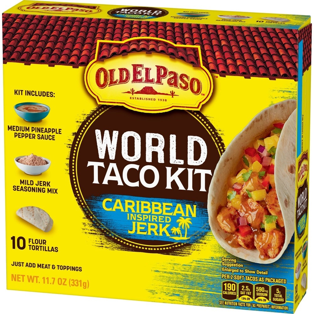 slide 3 of 3, Old El Paso Caribbean Inspired Jerk World Taco Dinner Kit, 11. 07 oz