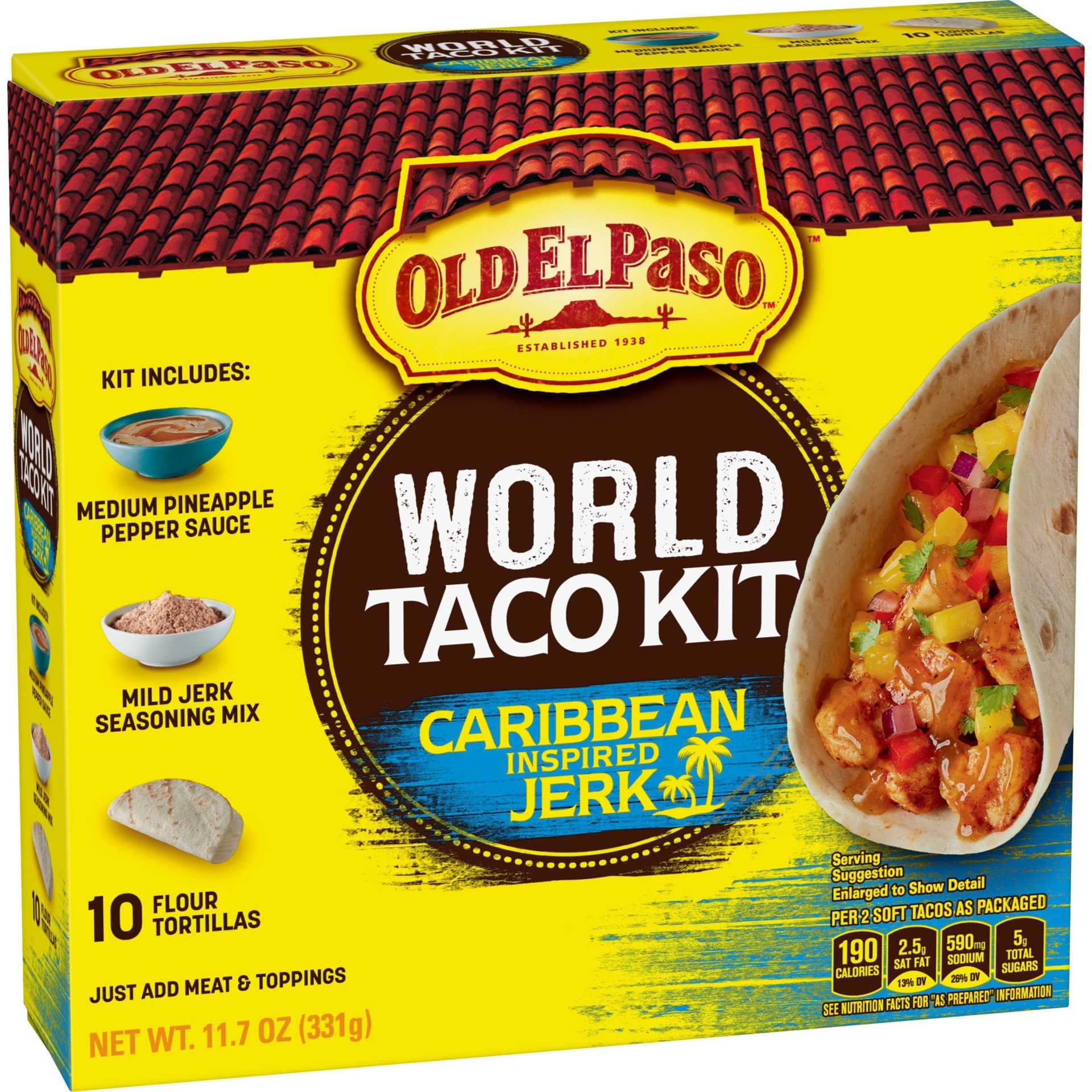 slide 1 of 3, Old El Paso Caribbean Inspired Jerk World Taco Dinner Kit, 11. 07 oz